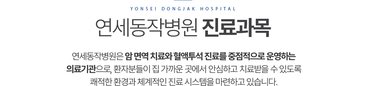 연세동작병원 진료과목
